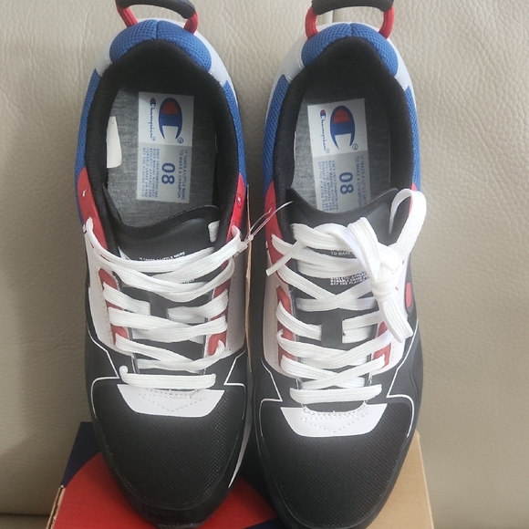 Champion Black and White Athletic Shoes with Red and Blue Details - Picture 7 of 8